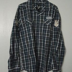 Marc Ecko "Blue Plaid w/patches"
